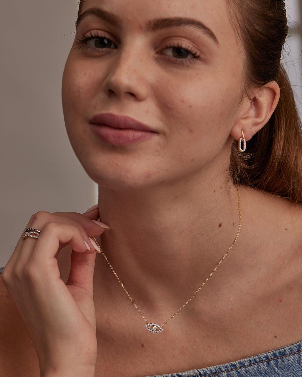 Minimal Evil Eye Diamond Necklace