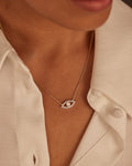 Minimal Evil Eye Diamond Necklace