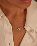 Minimal Evil Eye Diamond Necklace