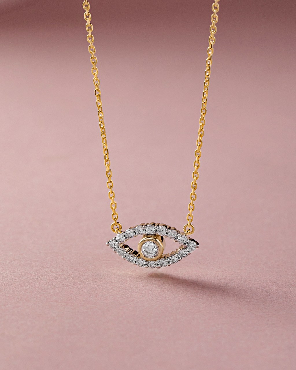 Minimal Evil Eye Diamond Necklace