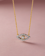 Minimal Evil Eye Diamond Necklace