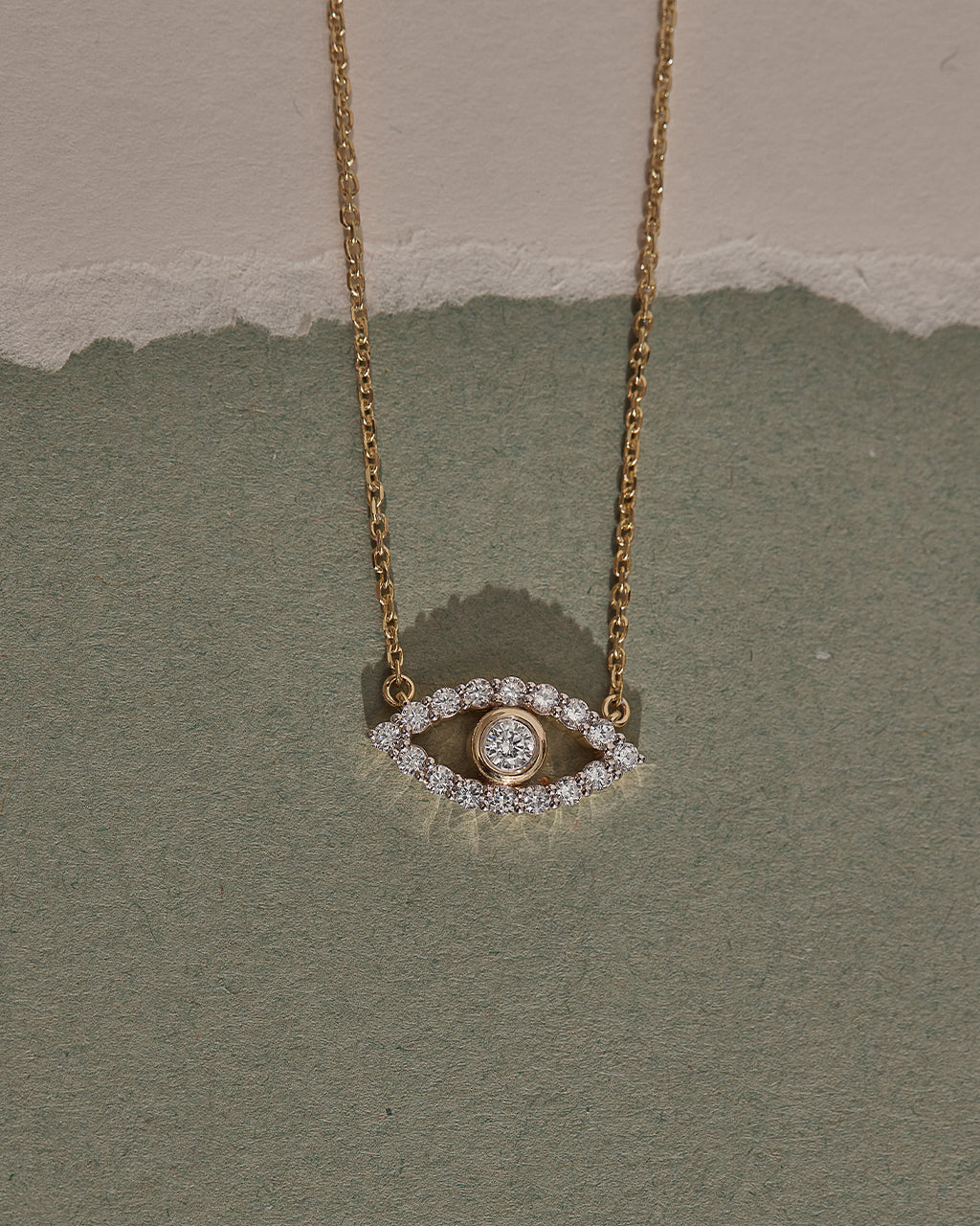 Minimal Evil Eye Diamond Necklace