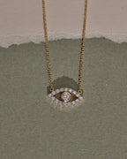 Minimal Evil Eye Diamond Necklace