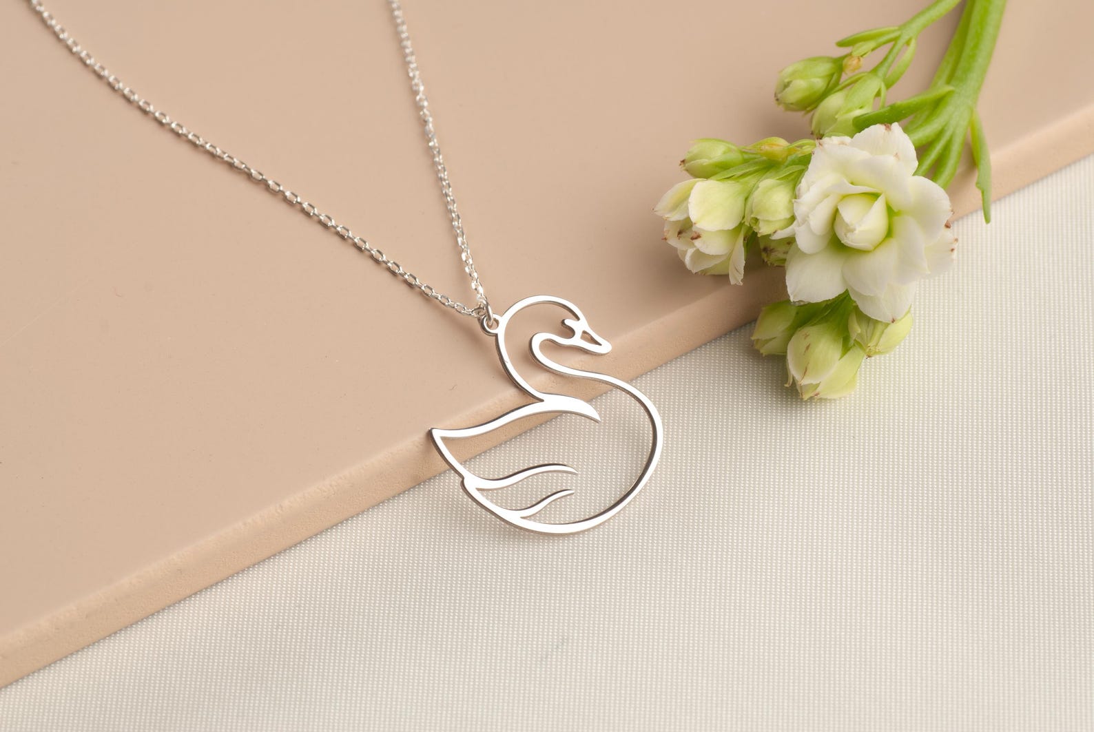 Minimal Swan Pendant Necklace