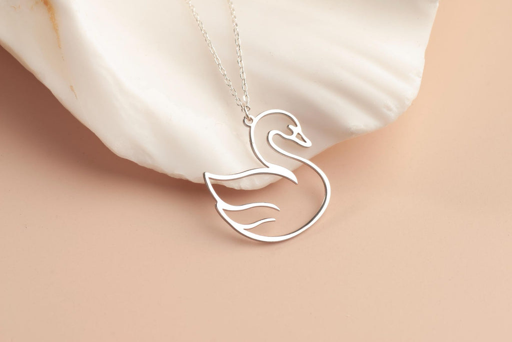 Minimal Swan Pendant Necklace