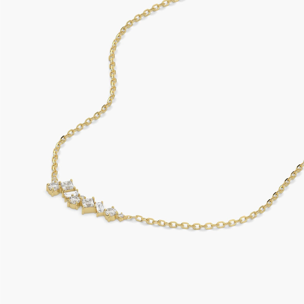 Mixed Diamond Bar Necklace