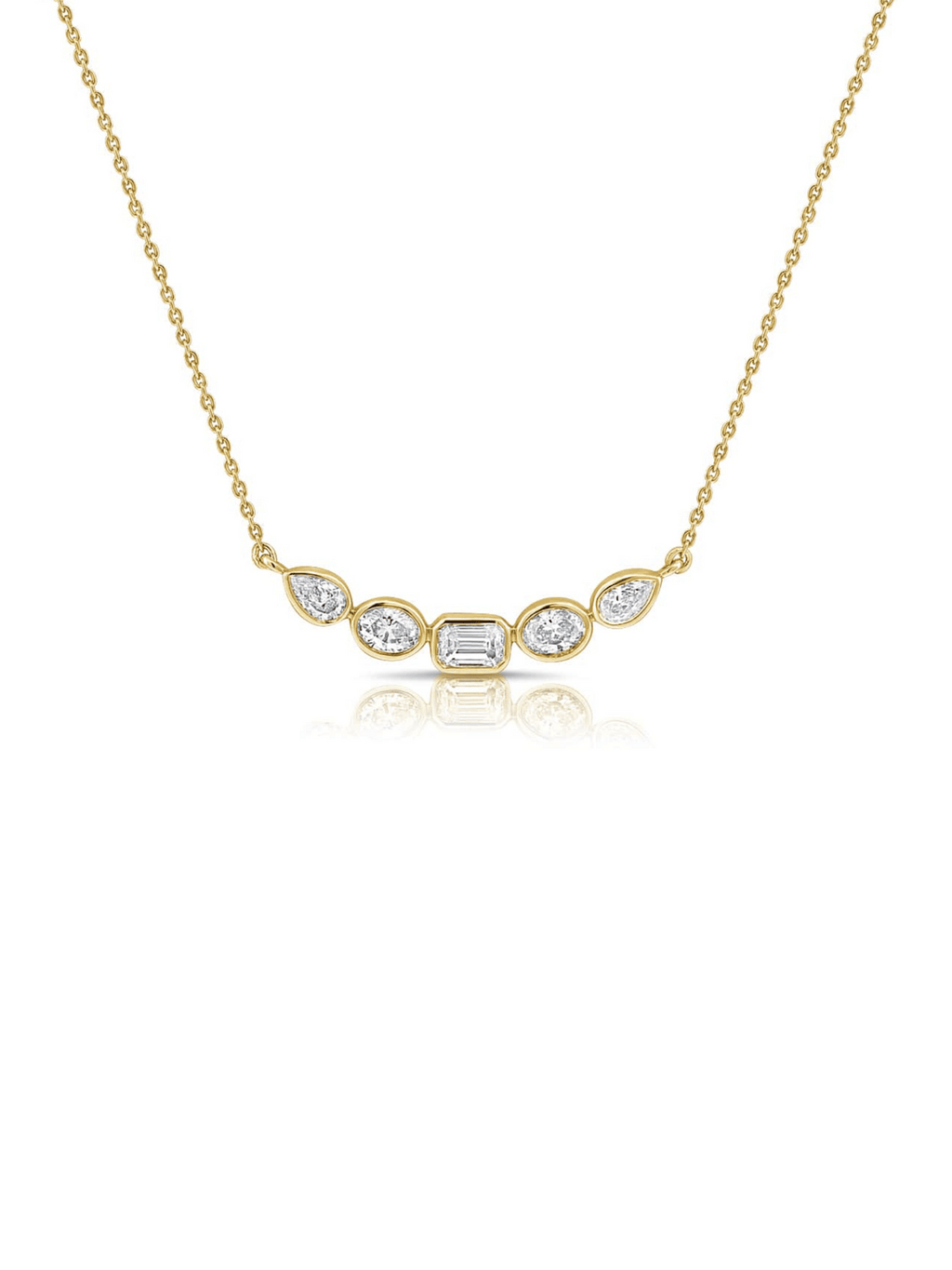 Mixed Shape Diamond Curve Necklace
