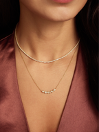 Mixed Shape Diamond Curve Necklace