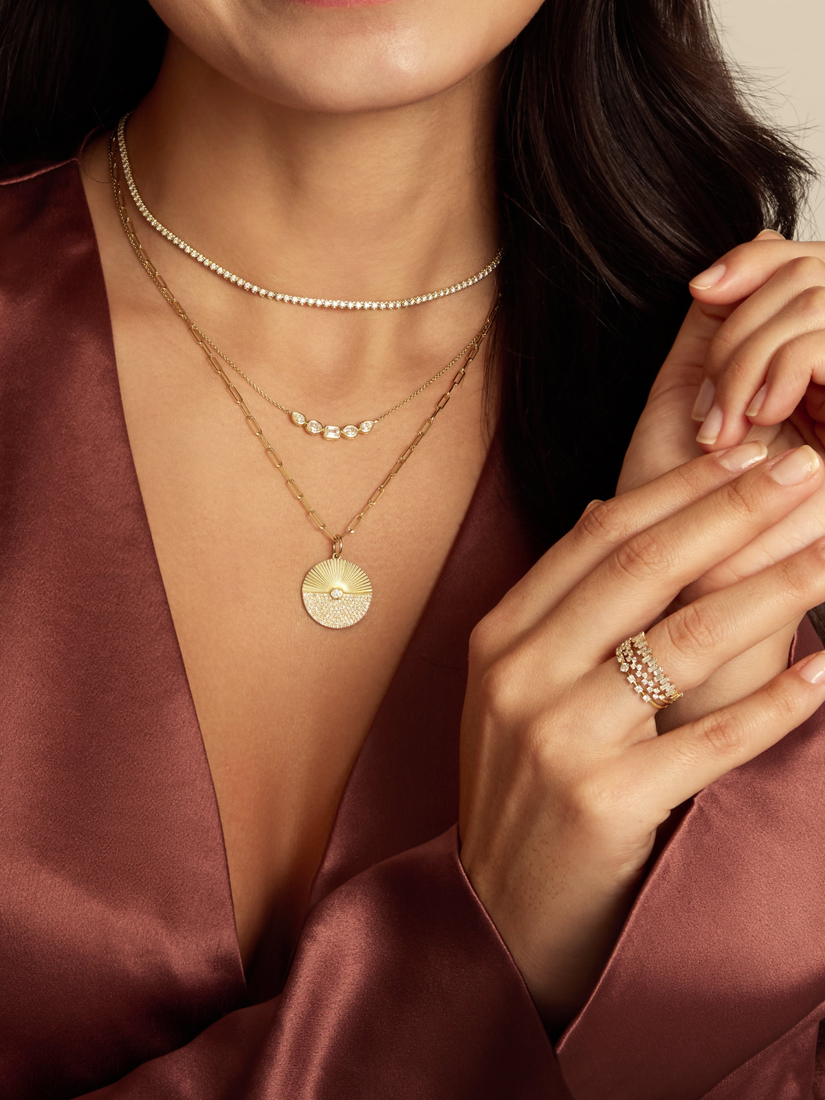 Mixed Shape Diamond Curve Necklace