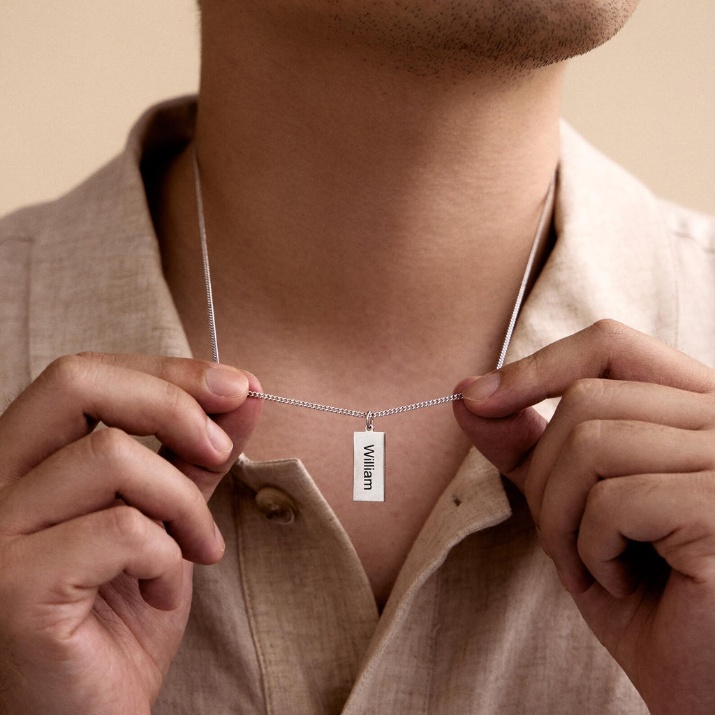 Modern Engraved Pendant Necklace