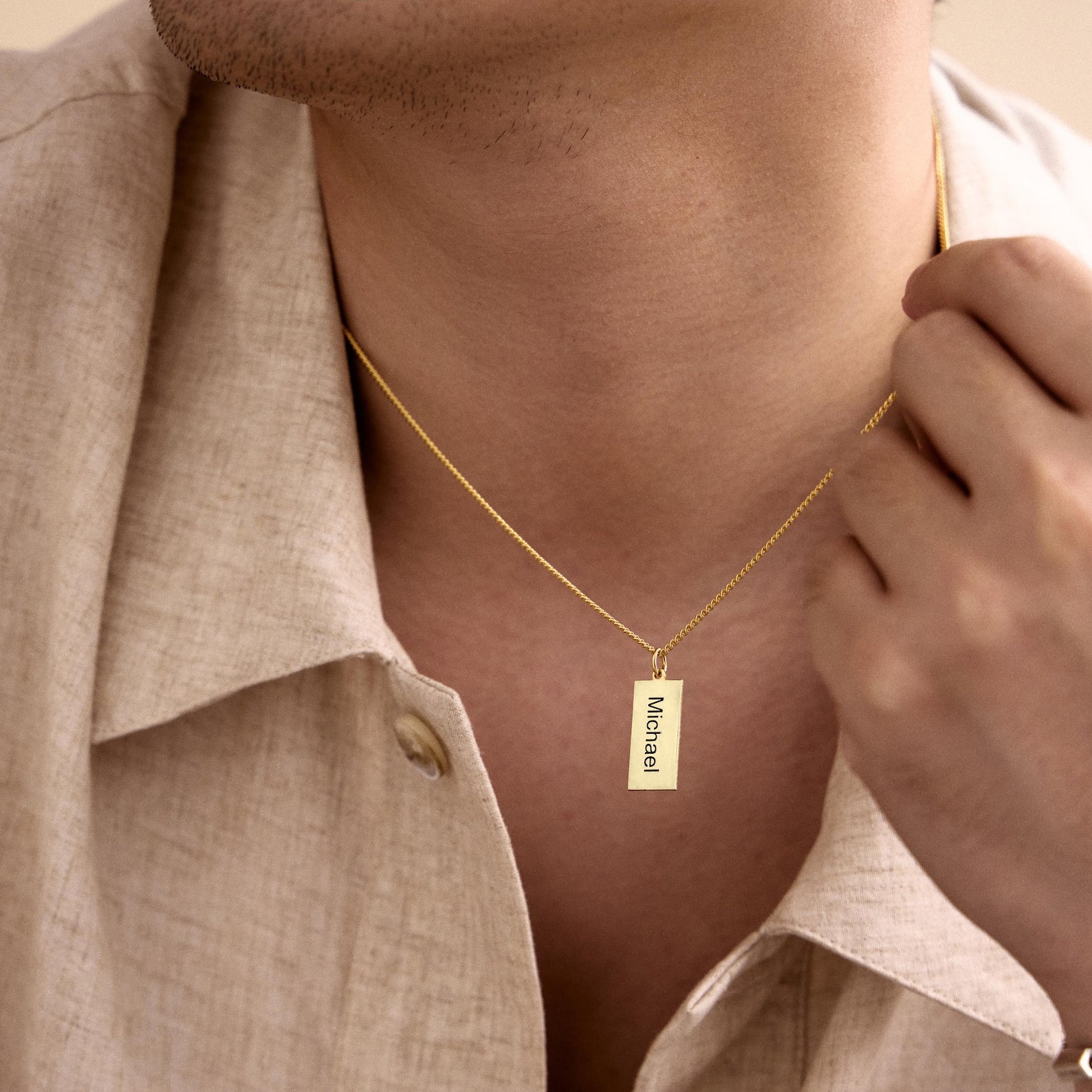 Modern Engraved Pendant Necklace