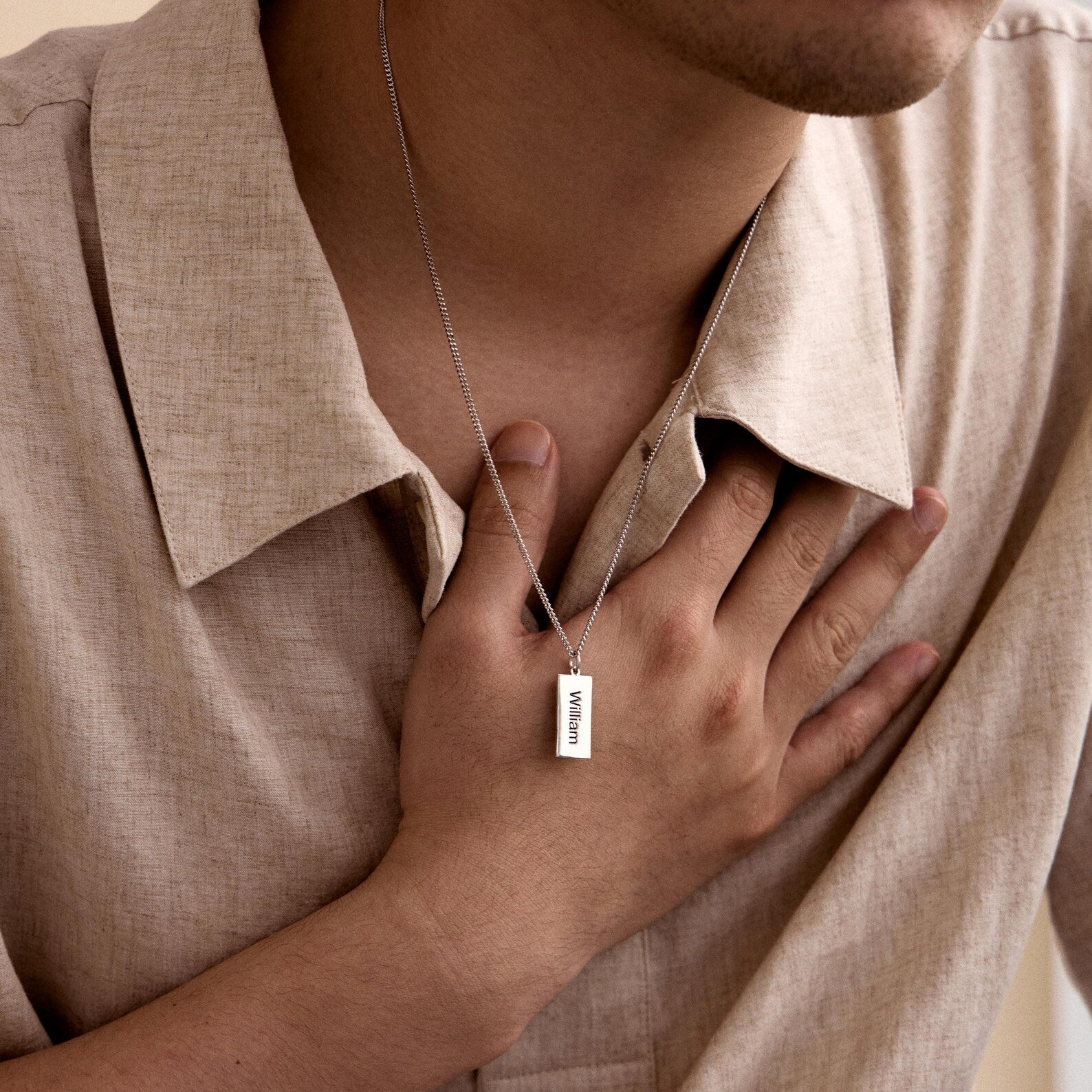 Modern Engraved Pendant Necklace