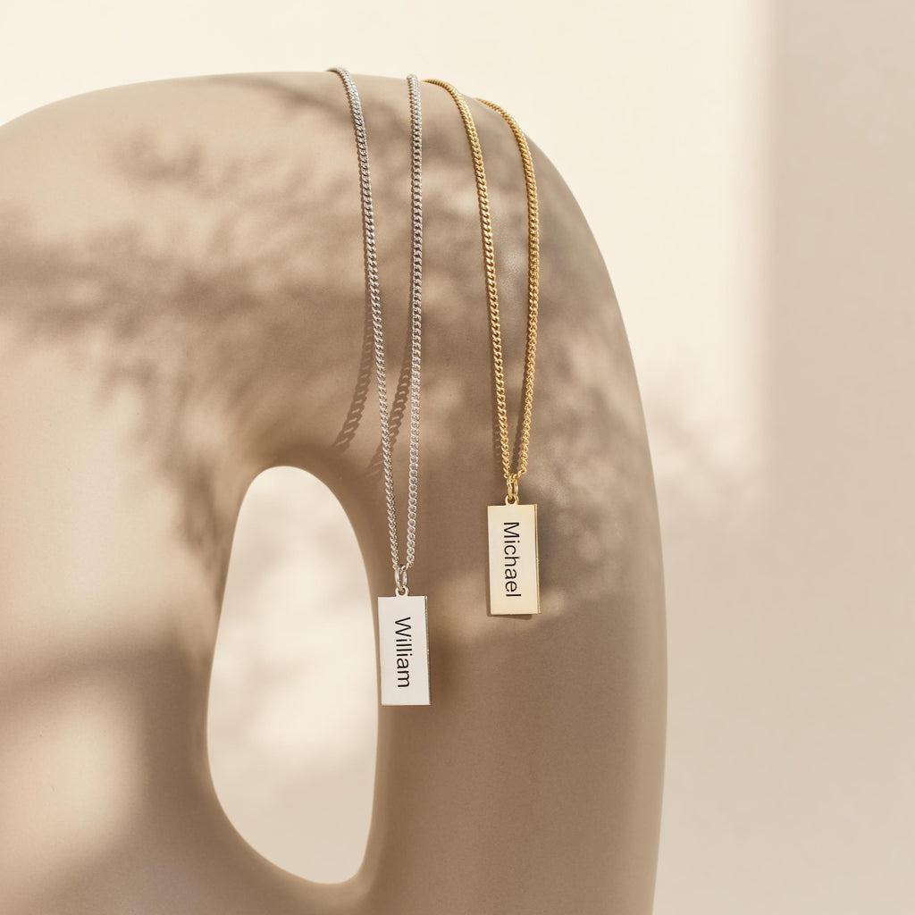 Modern Engraved Pendant Necklace