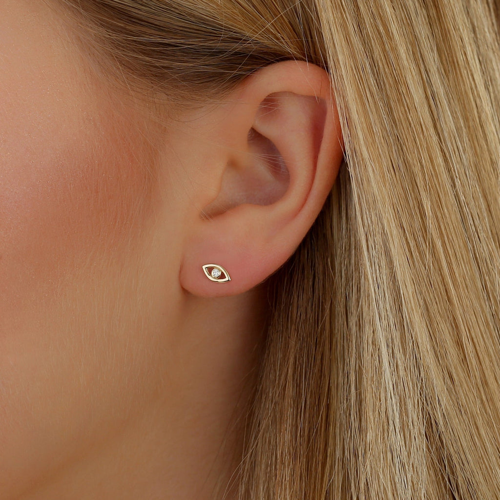 Protective Evil Eye Diamond Studs
