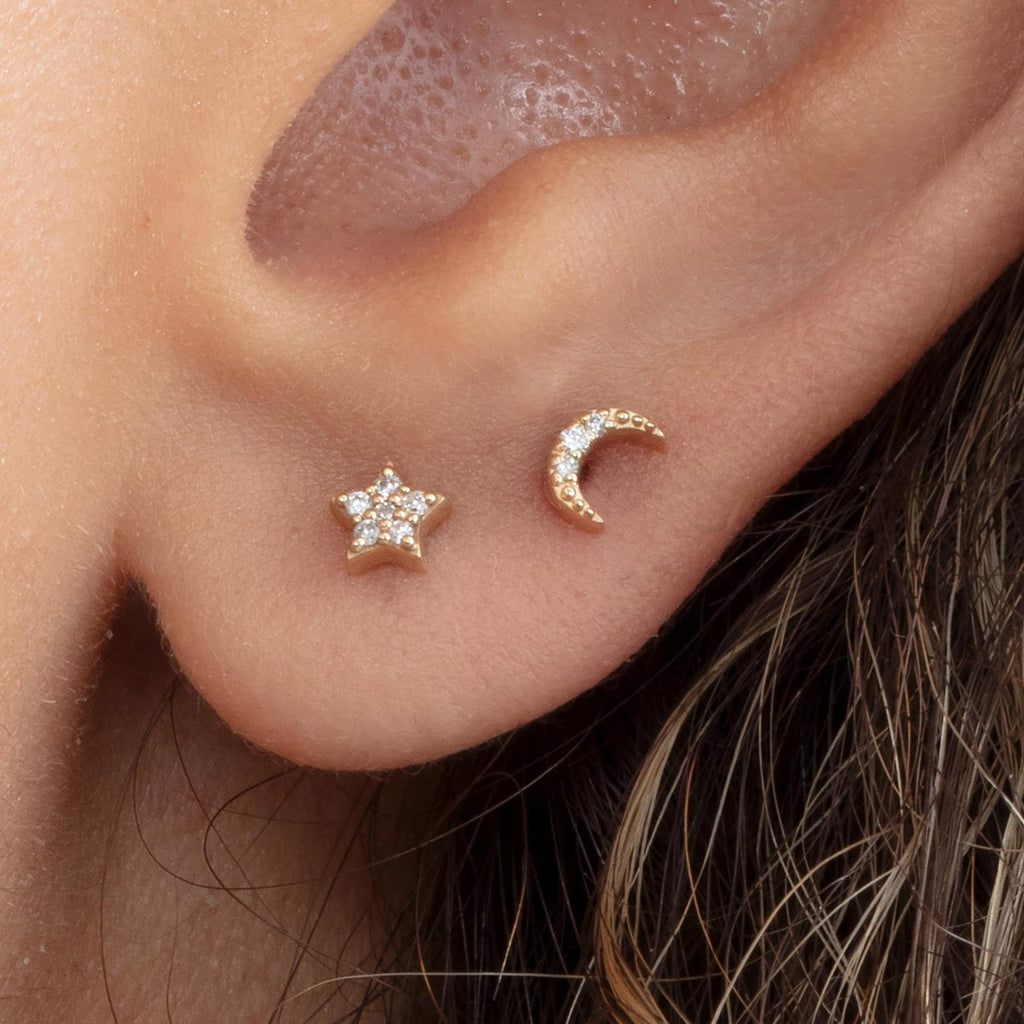 Moon Star Stud Earrings