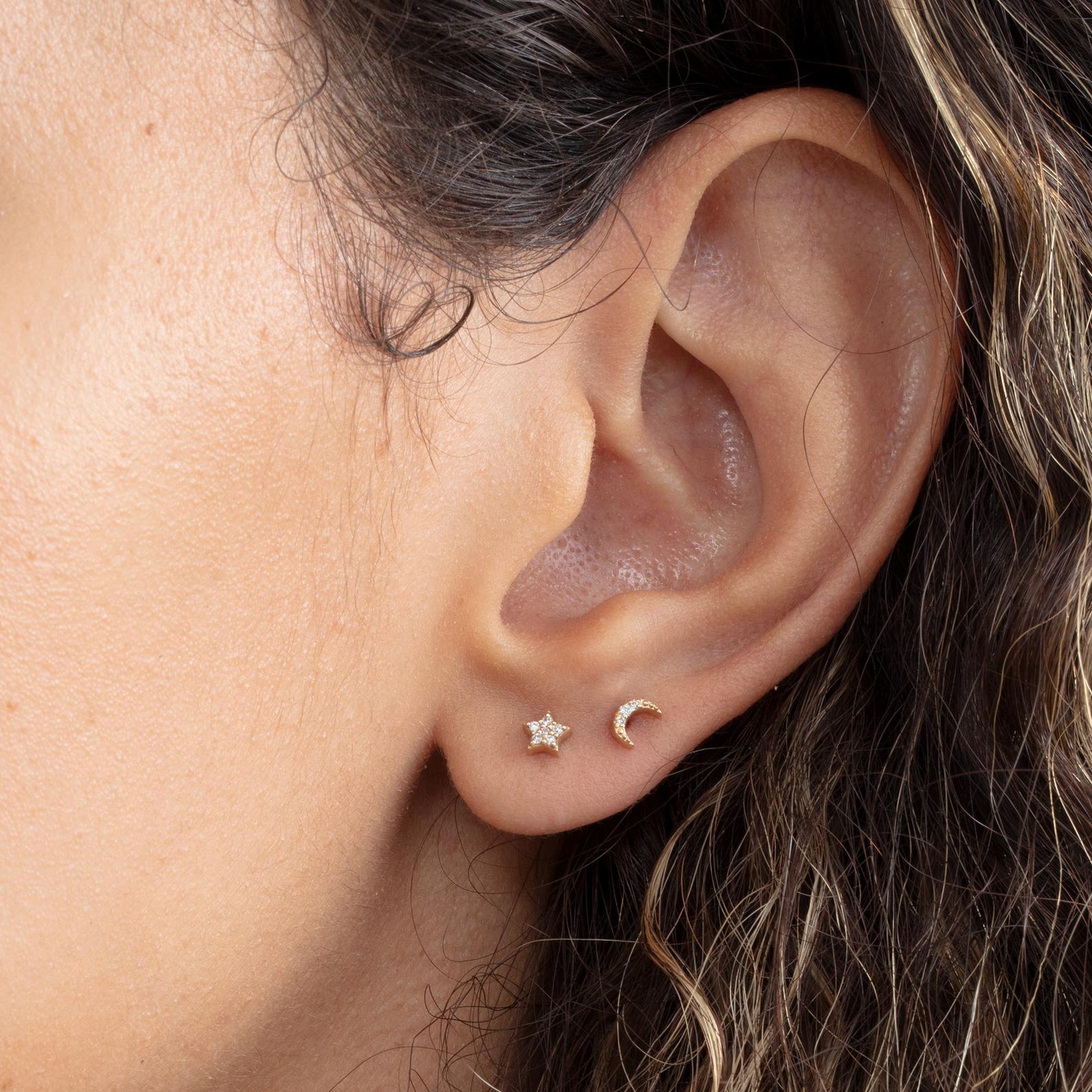 Moon Star Stud Earrings