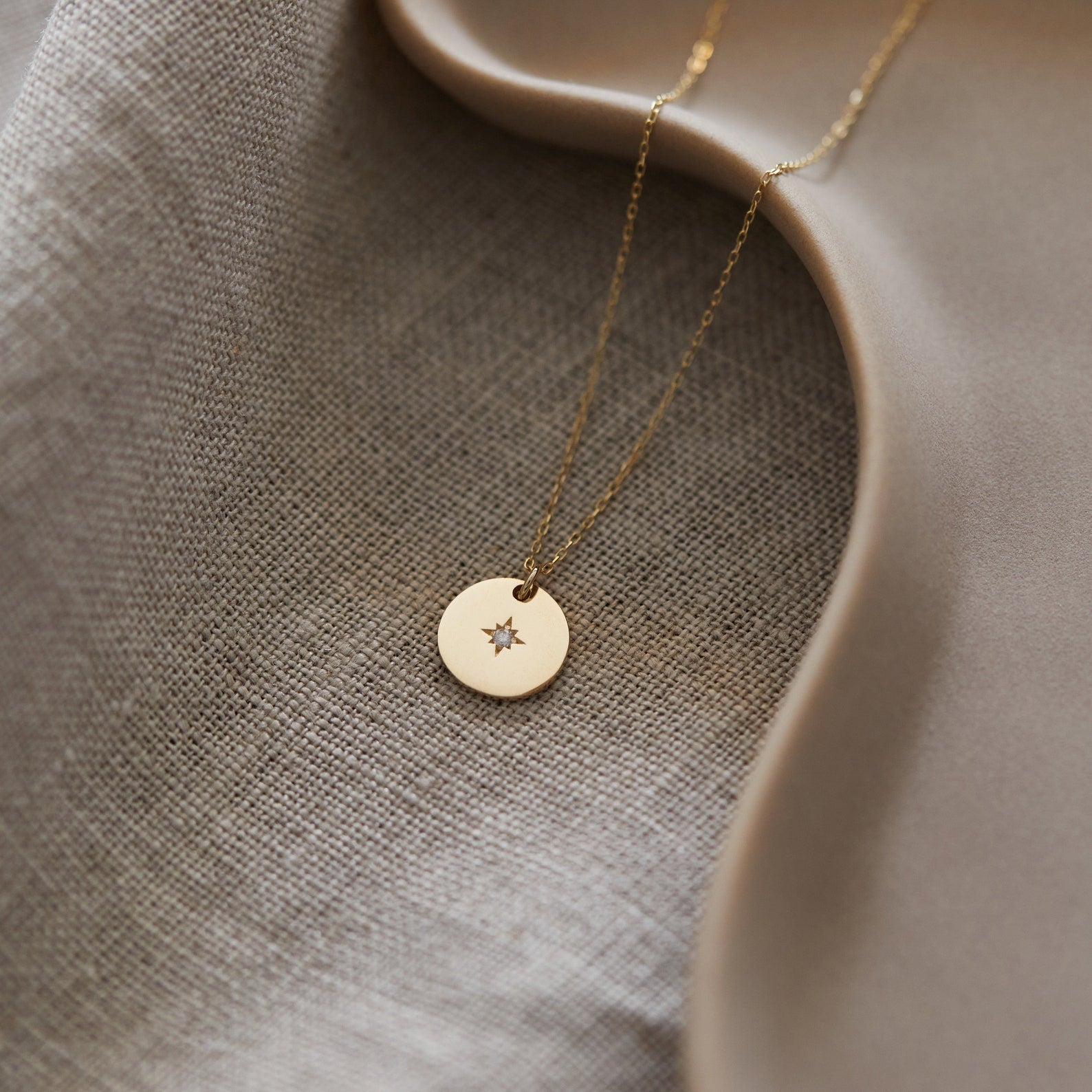 North Star Diamond Disc Necklace