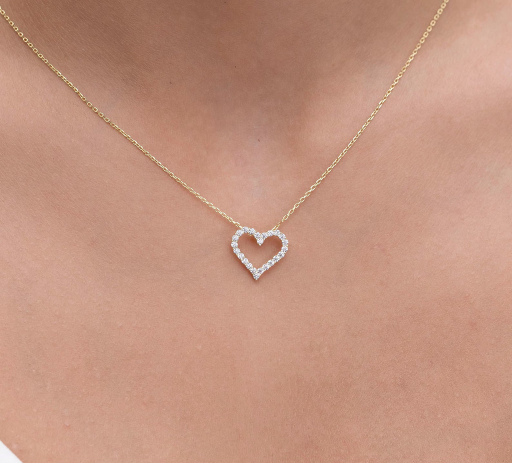 Open Heart Frame Pendant Necklace
