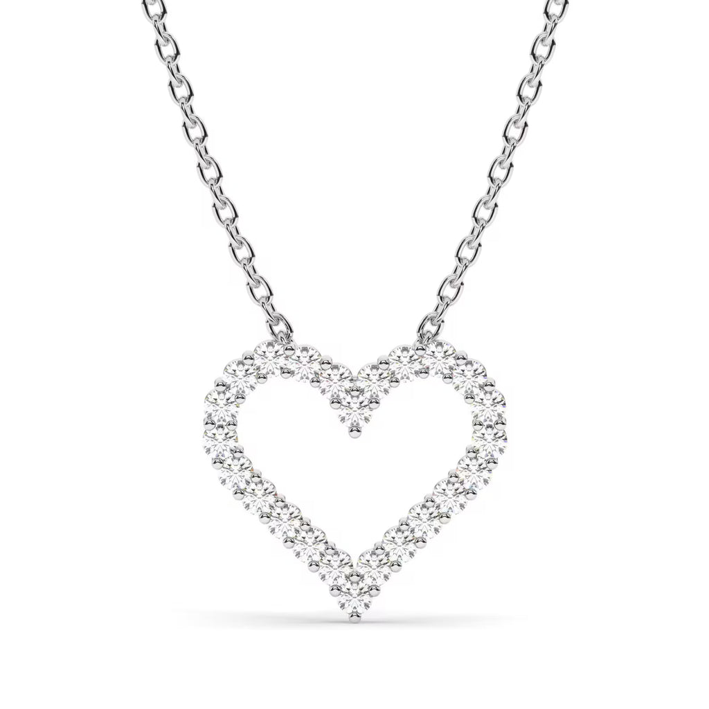 Open Heart Frame Pendant Necklace