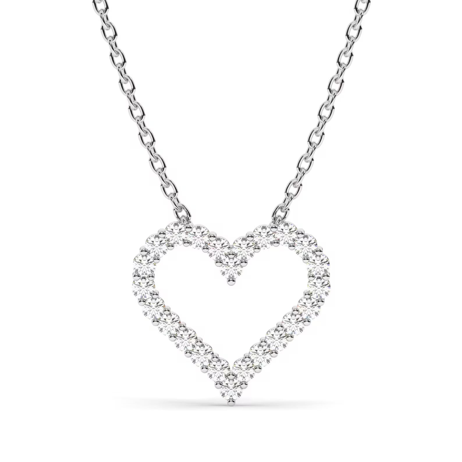 Open Heart Frame Pendant Necklace