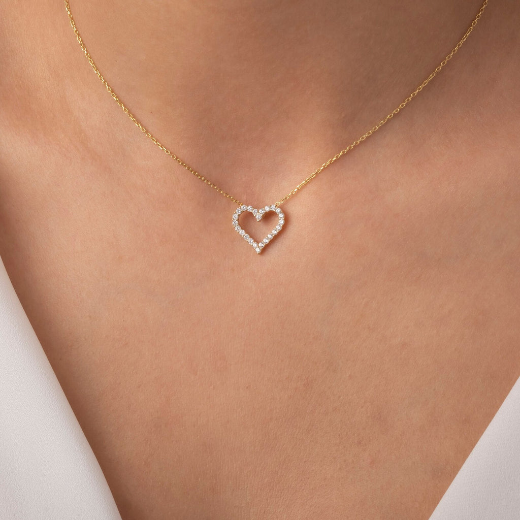 Open Heart Frame Pendant Necklace
