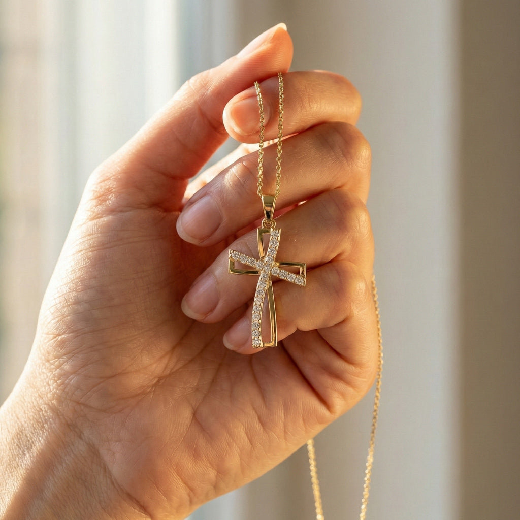 Open Diamond Cross Necklace