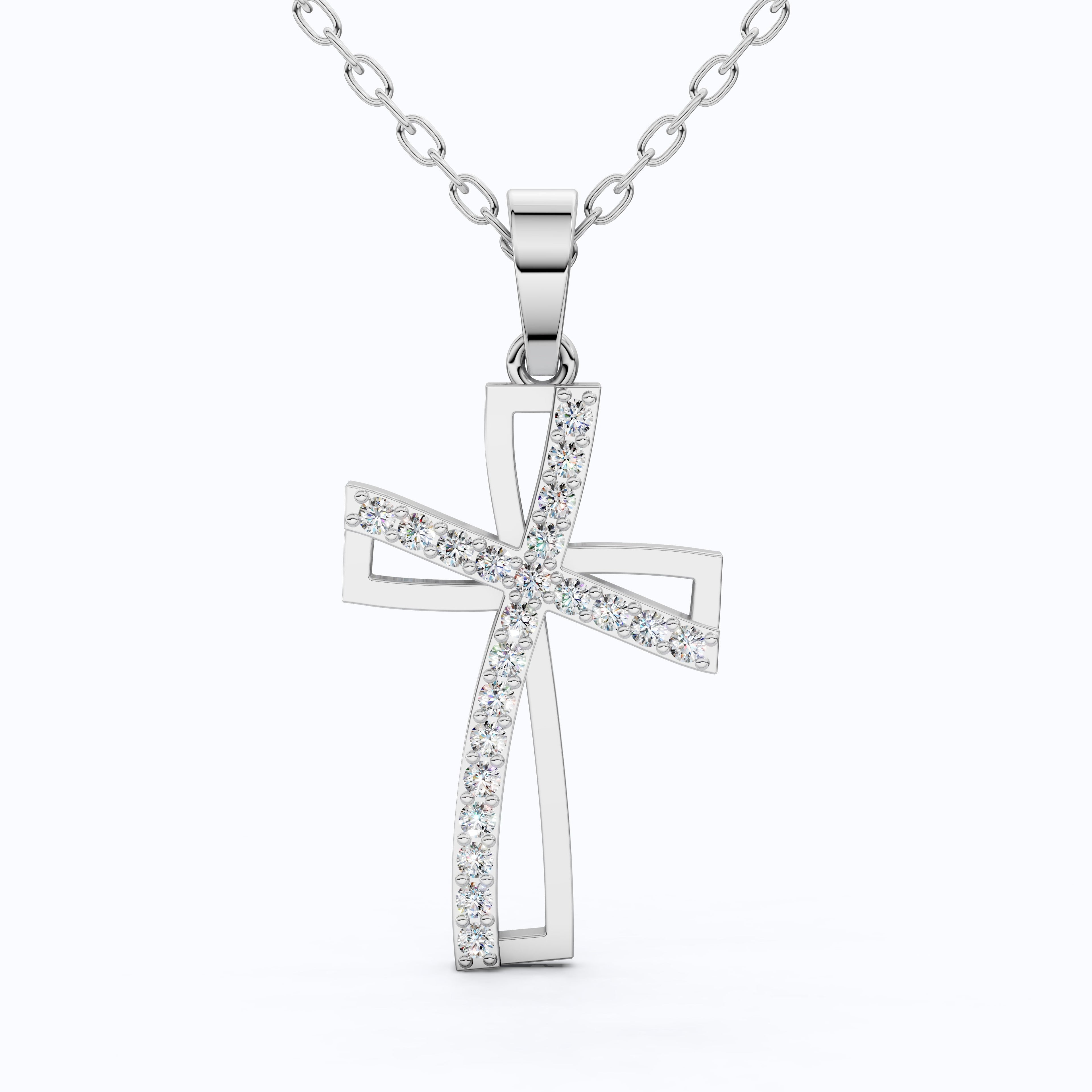 Open Diamond Cross Necklace