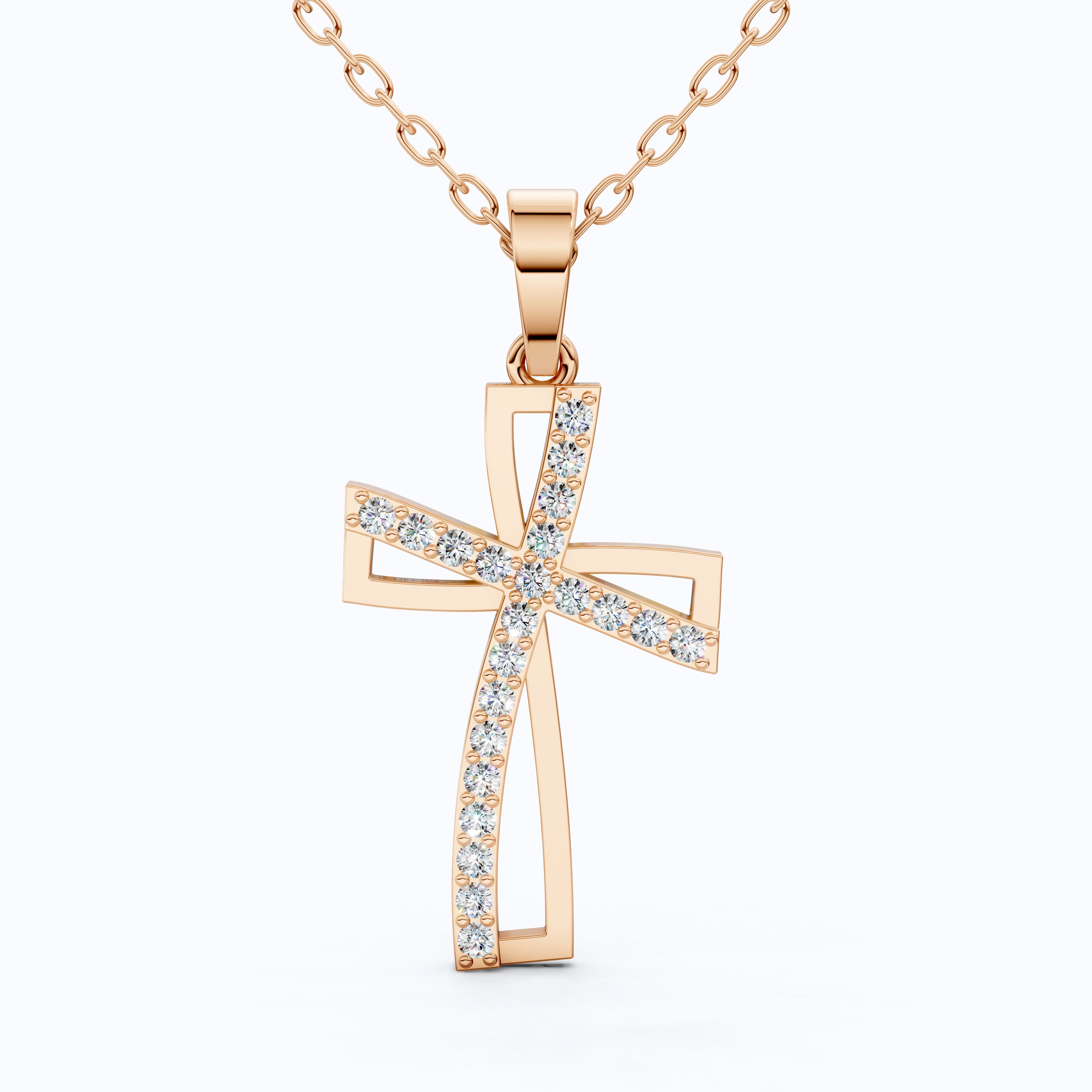 Open Diamond Cross Necklace