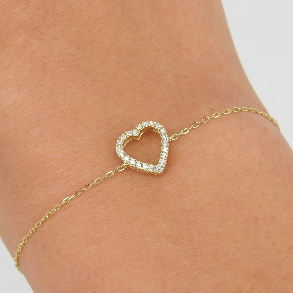 Open Heart Diamond Chain Bracelet