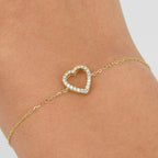 Open Heart Diamond Chain Bracelet