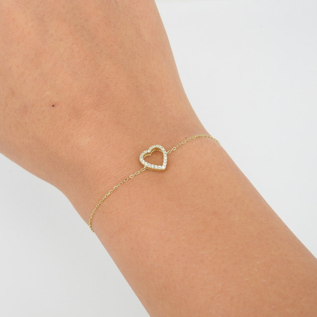 Open Heart Diamond Chain Bracelet