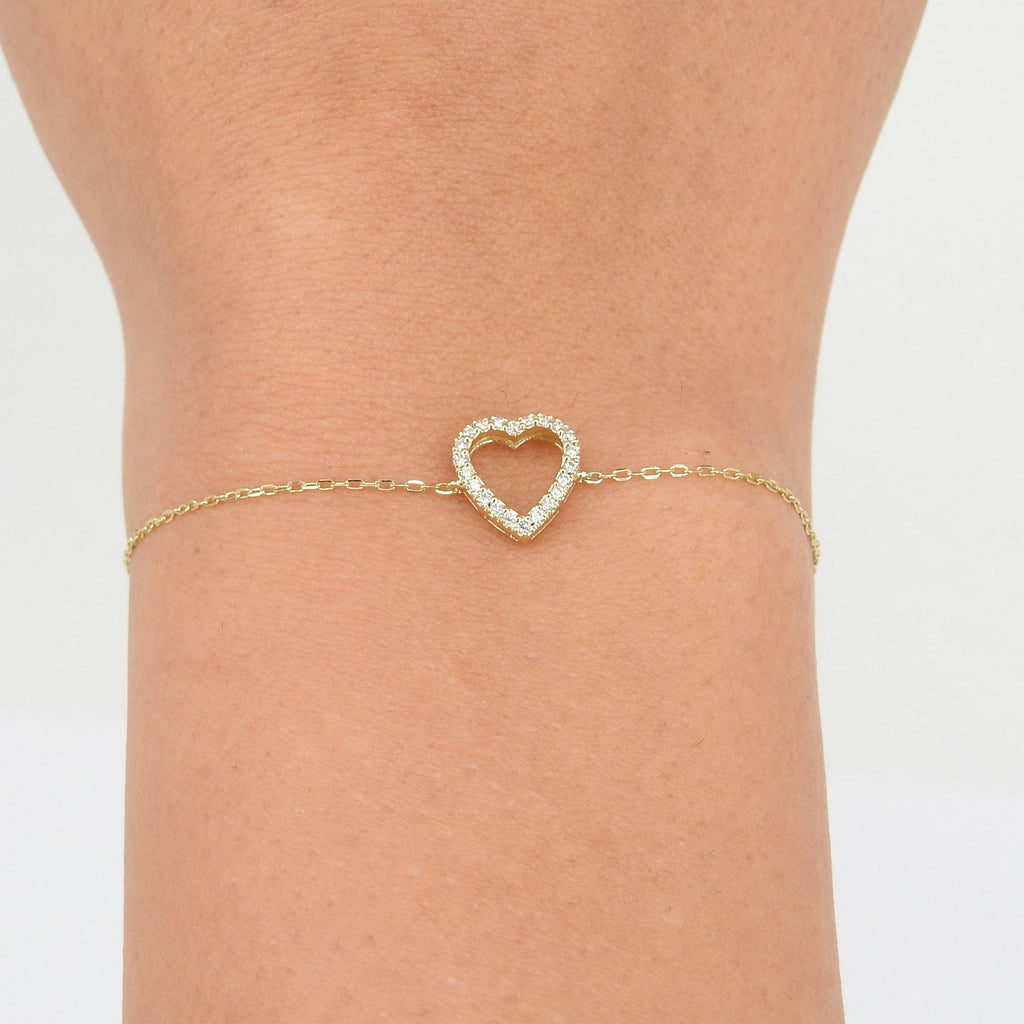 Open Heart Diamond Chain Bracelet