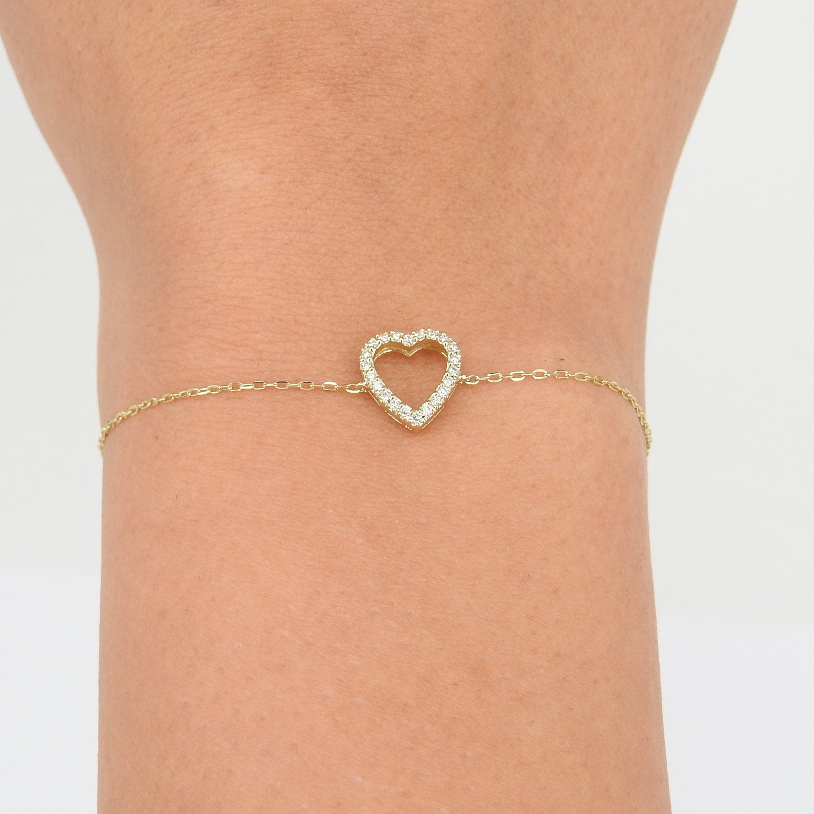 Open Heart Diamond Chain Bracelet