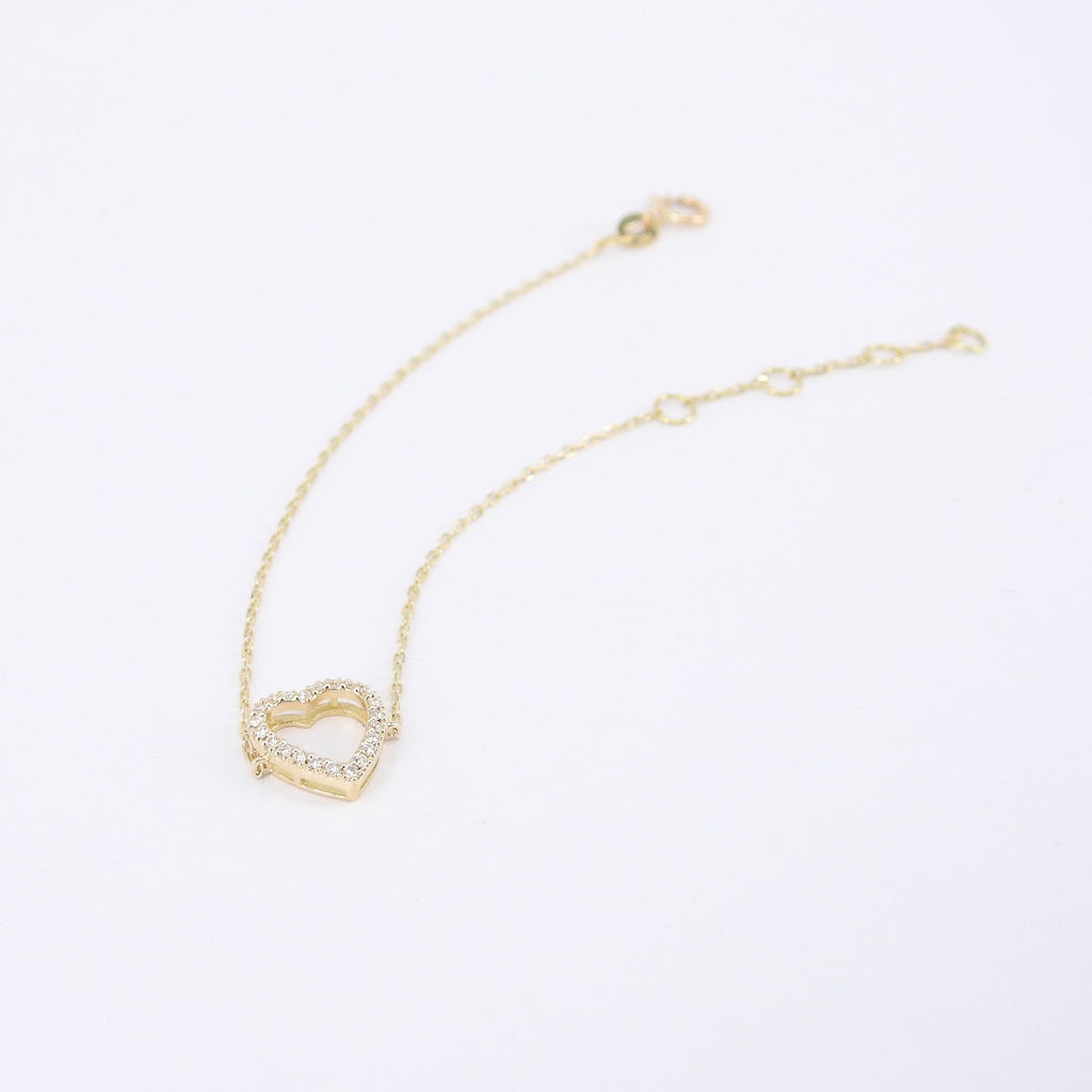Open Heart Diamond Chain Bracelet