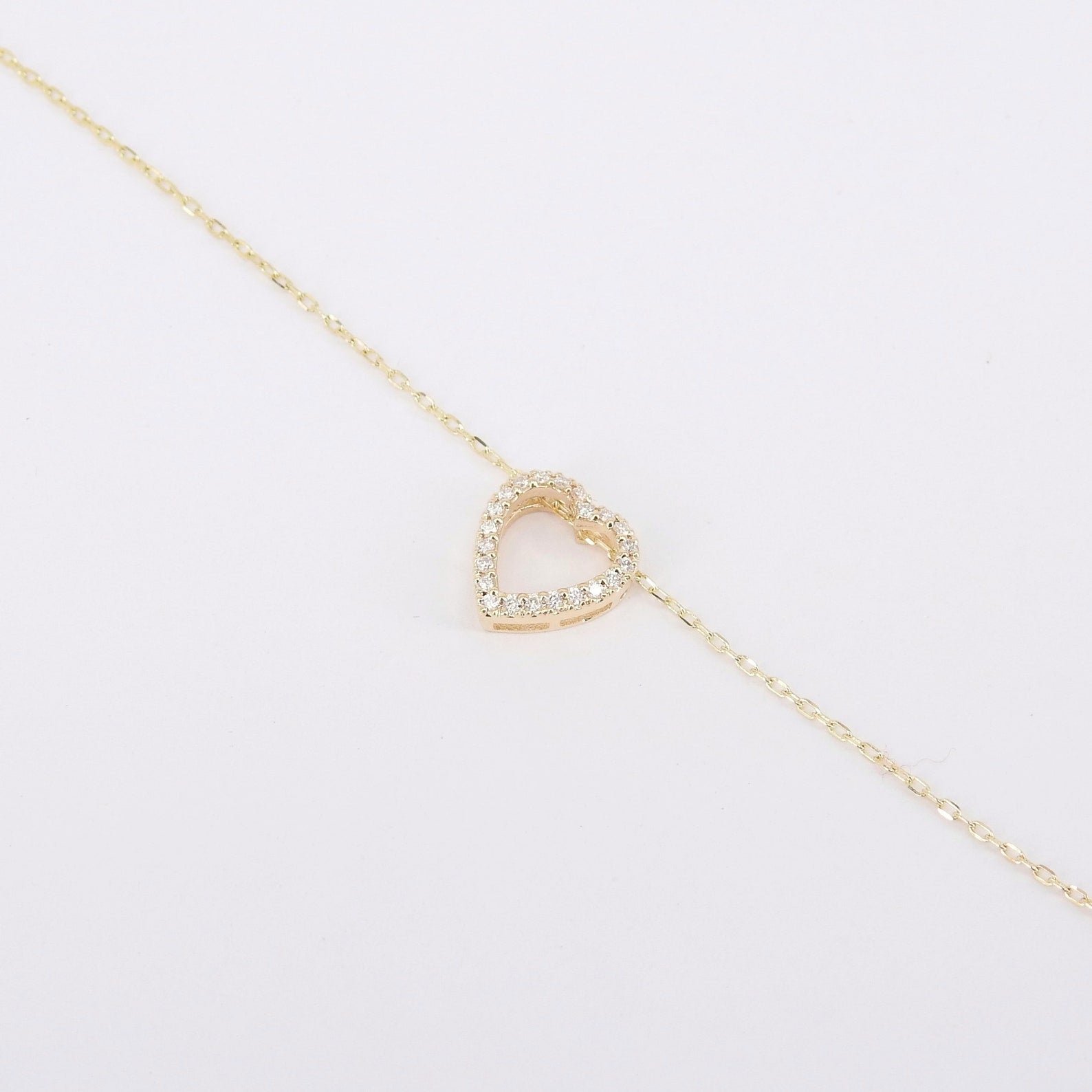 Open Heart Diamond Chain Bracelet