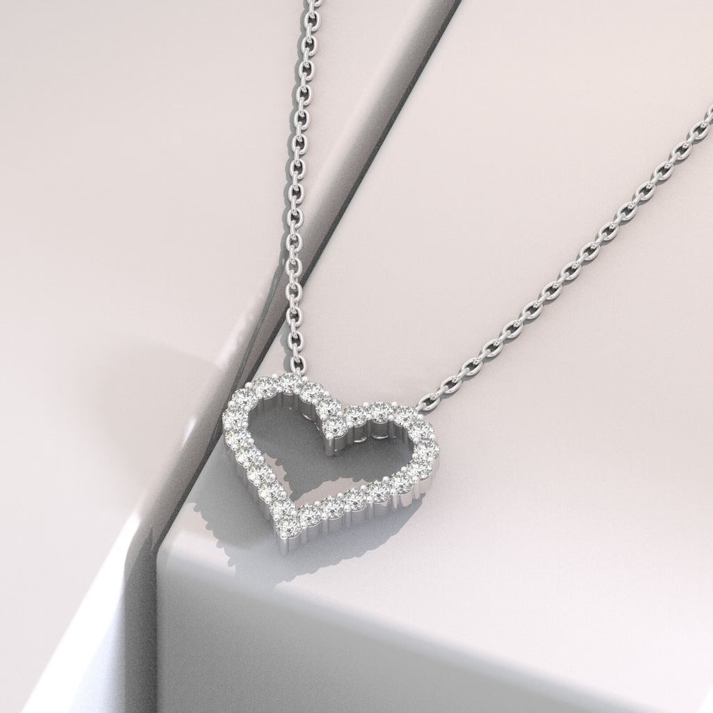 Open Heart Frame Pendant Necklace