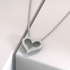 Open Heart Frame Pendant Necklace