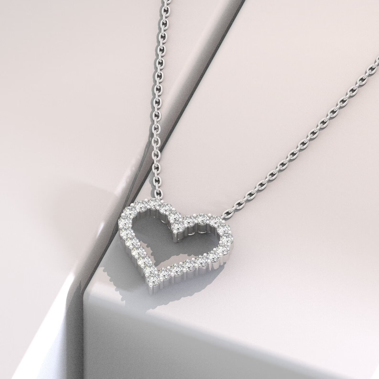Open Heart Frame Pendant Necklace