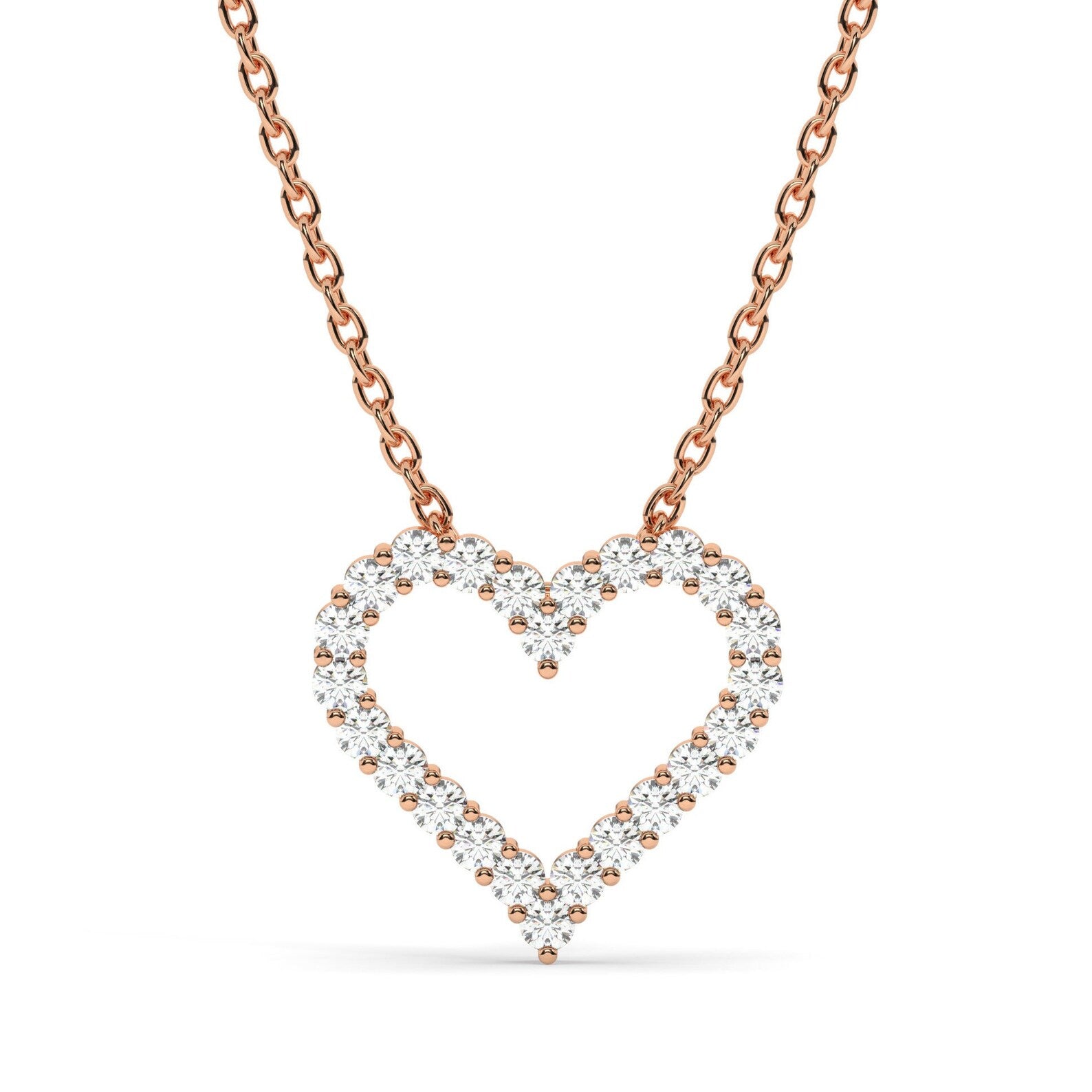 Open Heart Frame Pendant Necklace