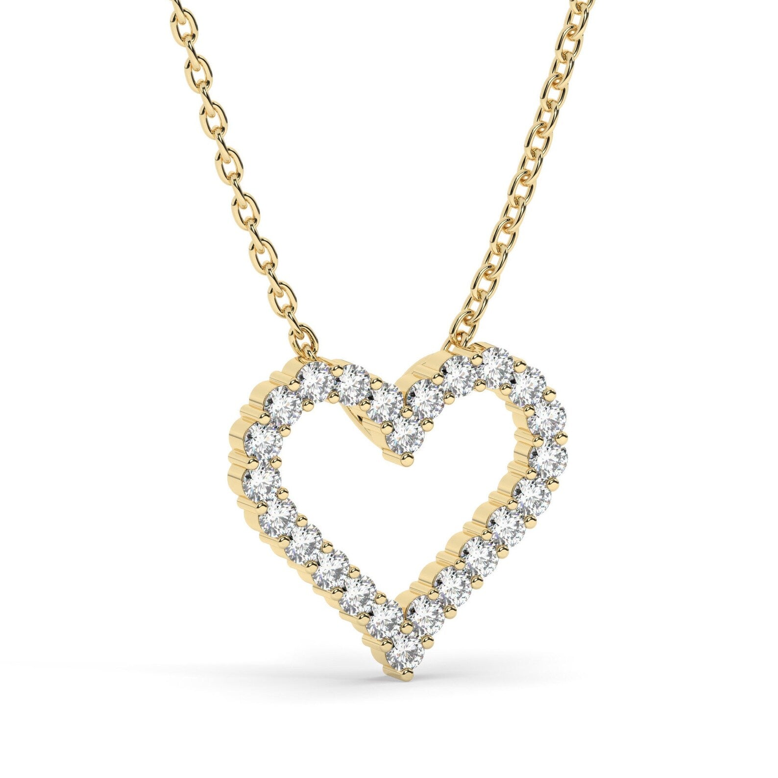 Open Heart Frame Pendant Necklace