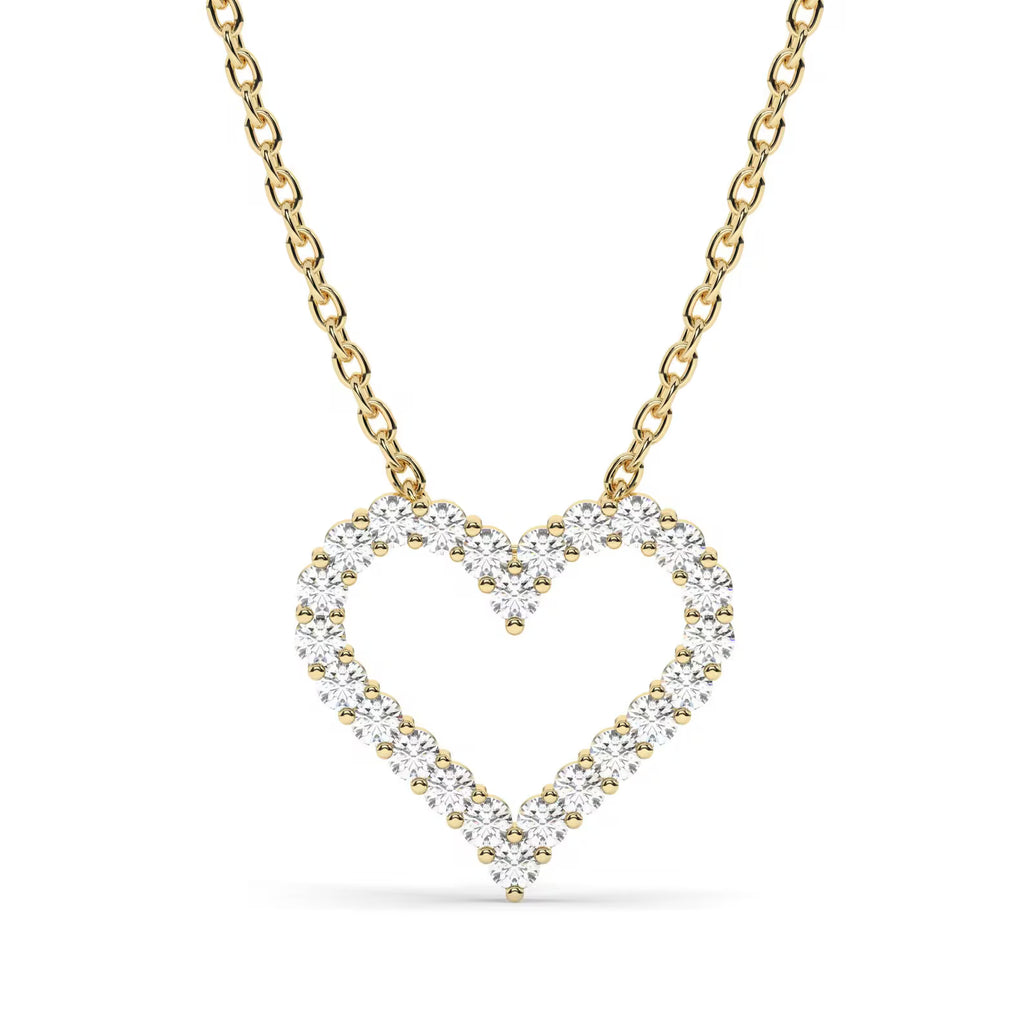 Open Heart Frame Pendant Necklace