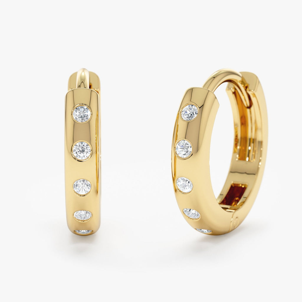 Orbit Bezel Diamond Huggies