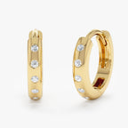 Orbit Bezel Diamond Huggies