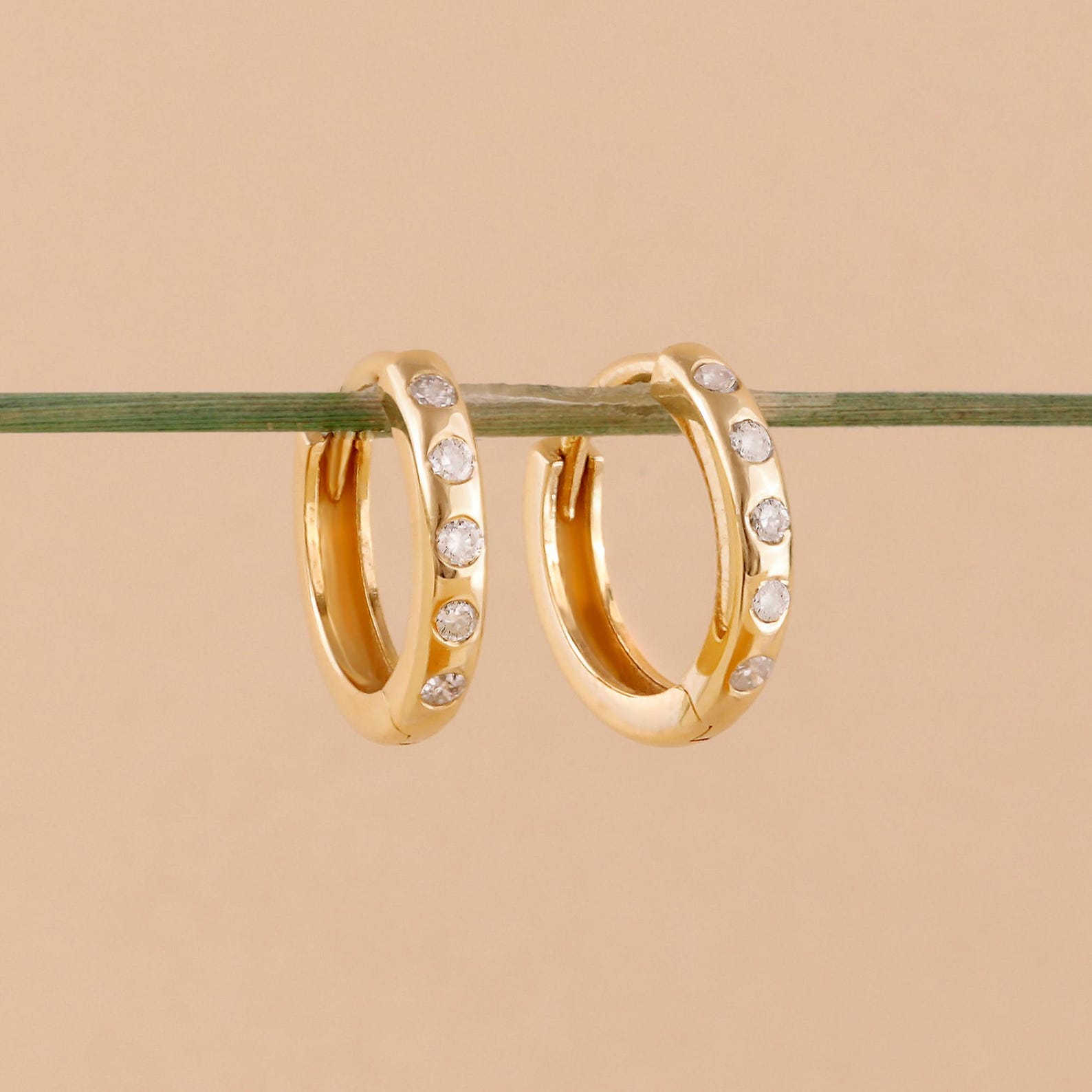 Orbit Bezel Diamond Huggies