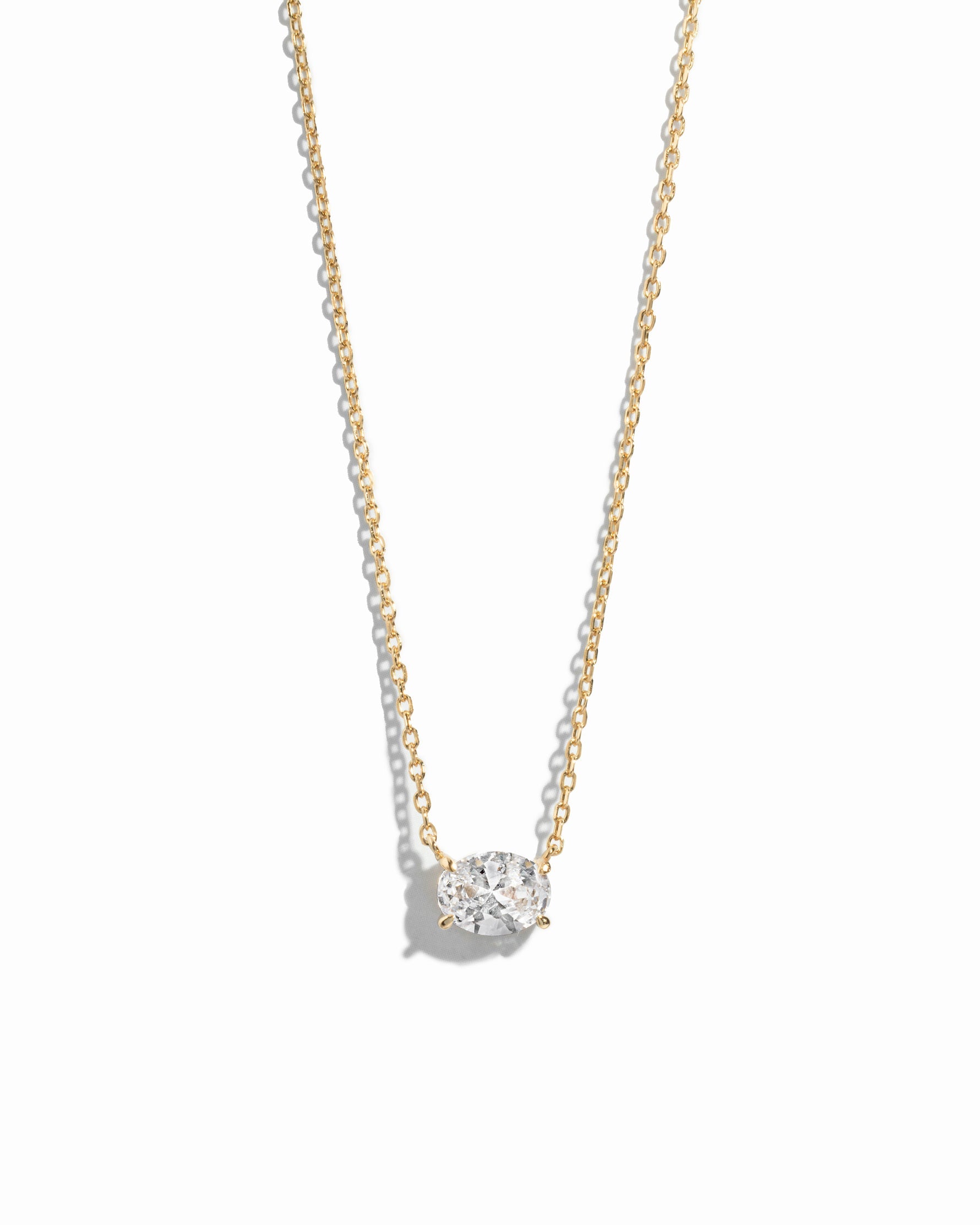 Oval Solitaire East-West Pendant Necklace