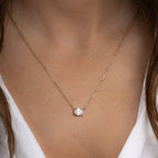 Oval Solitaire East-West Pendant Necklace