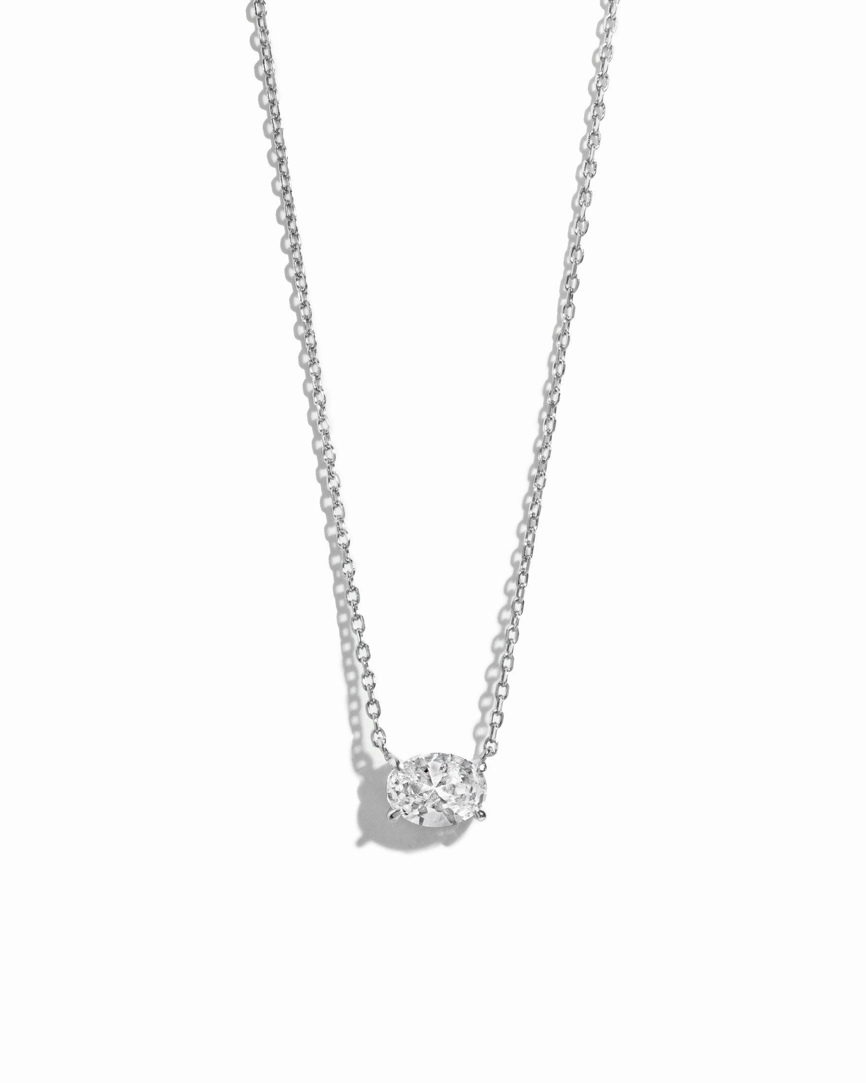 Oval Solitaire East-West Pendant Necklace