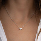 Oval Solitaire East-West Pendant Necklace