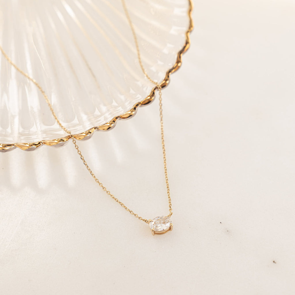 Oval Solitaire East-West Pendant Necklace