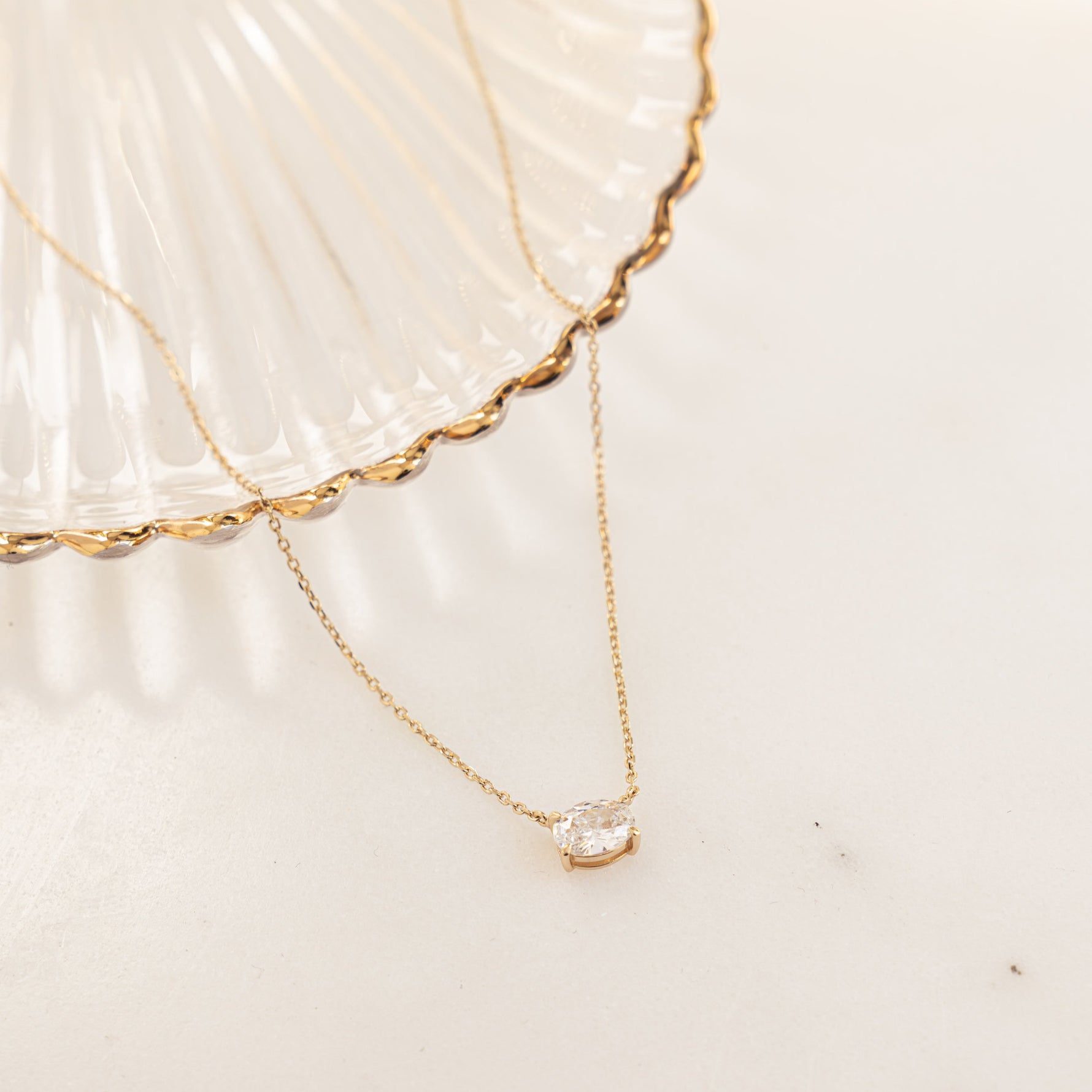 Oval Solitaire East-West Pendant Necklace